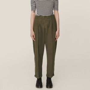 YMC Keaton sage olive green pleated cotton baggy minimalist trousers pants XS